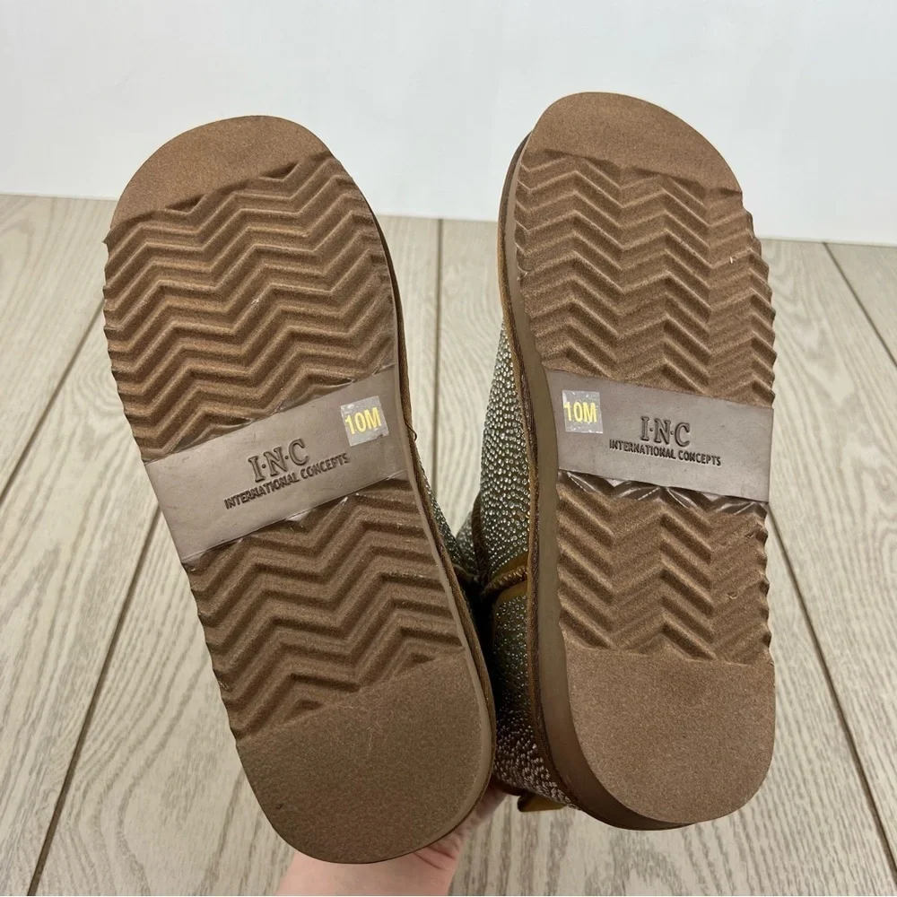 I.N.C. International Concepts Ariee Mini Cold Weather Booties 10M Tan Bling $60